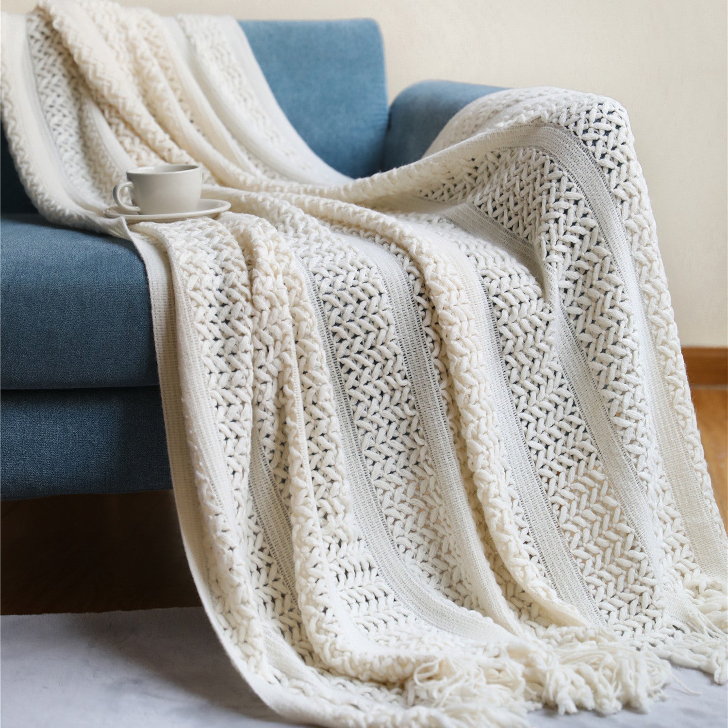 Pledd 127x180 cm – nordisk strikket