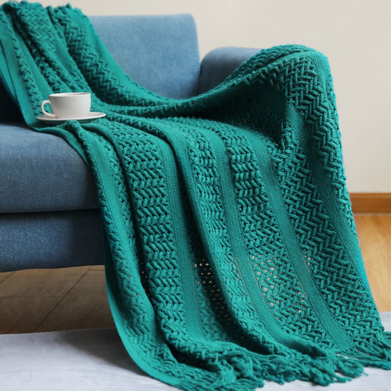 Pledd 127x180 cm – nordisk strikket