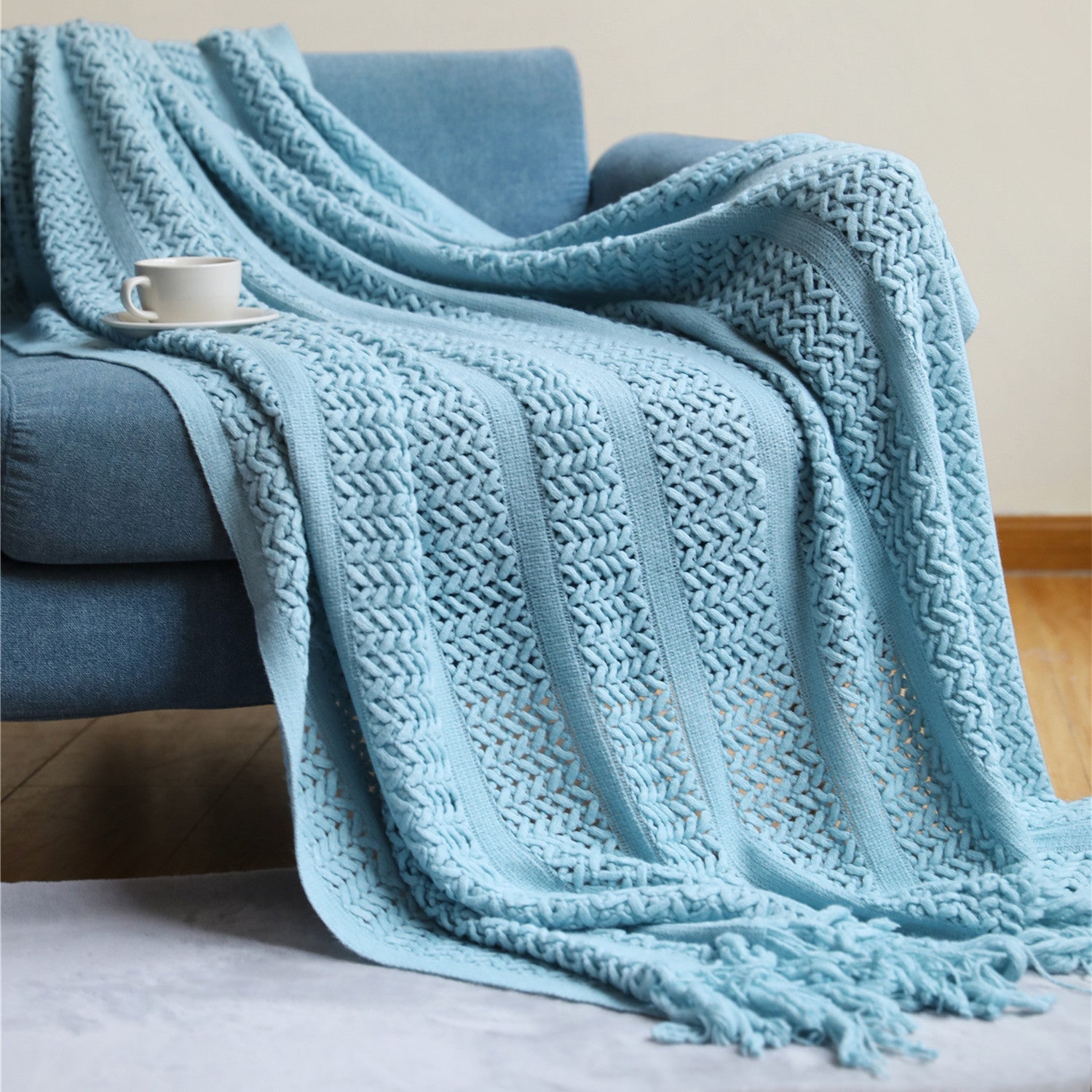 Pledd 127x180 cm – nordisk strikket