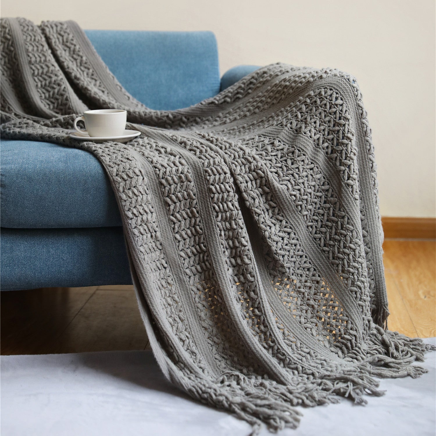 Pledd 127x180 cm – nordisk strikket