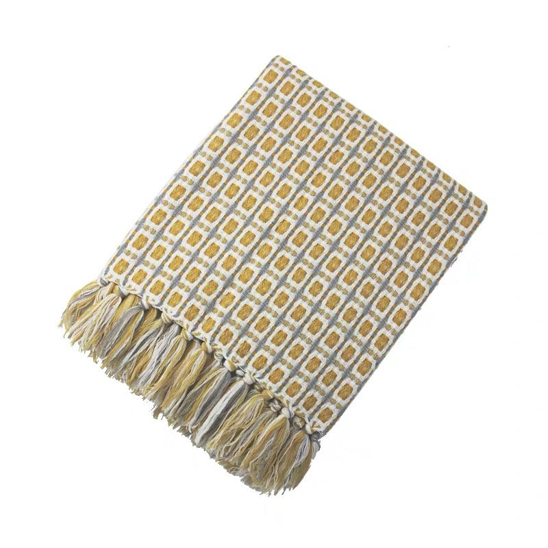 Pledd 130x152 cm med frynser – Gul